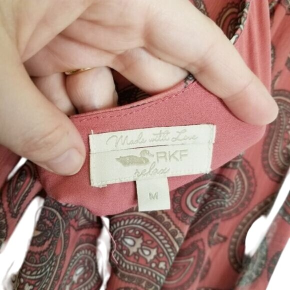 Rockford RFD Boho Paisley Print Flutter Sleeve Maxi Dress Open Back Tie Detail M - Picture 3 of 8